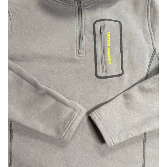 Under Armour Jacket Mens Gray Soft Shell 1/4 Zip‎ Pocket MEDIUM - Picture 3 of 9